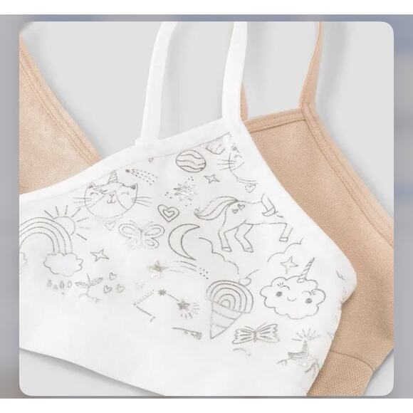 Cat & Jack Girls 2 Pack Seamless Bras Size Large Unicorn, Nude New - Picture 1 of 7